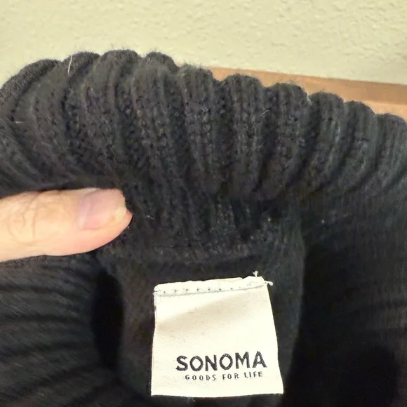 Sonoma Black Poncho Type Sweater with a cozy turtleneck and fringe detailing. - Picture 8 of 8